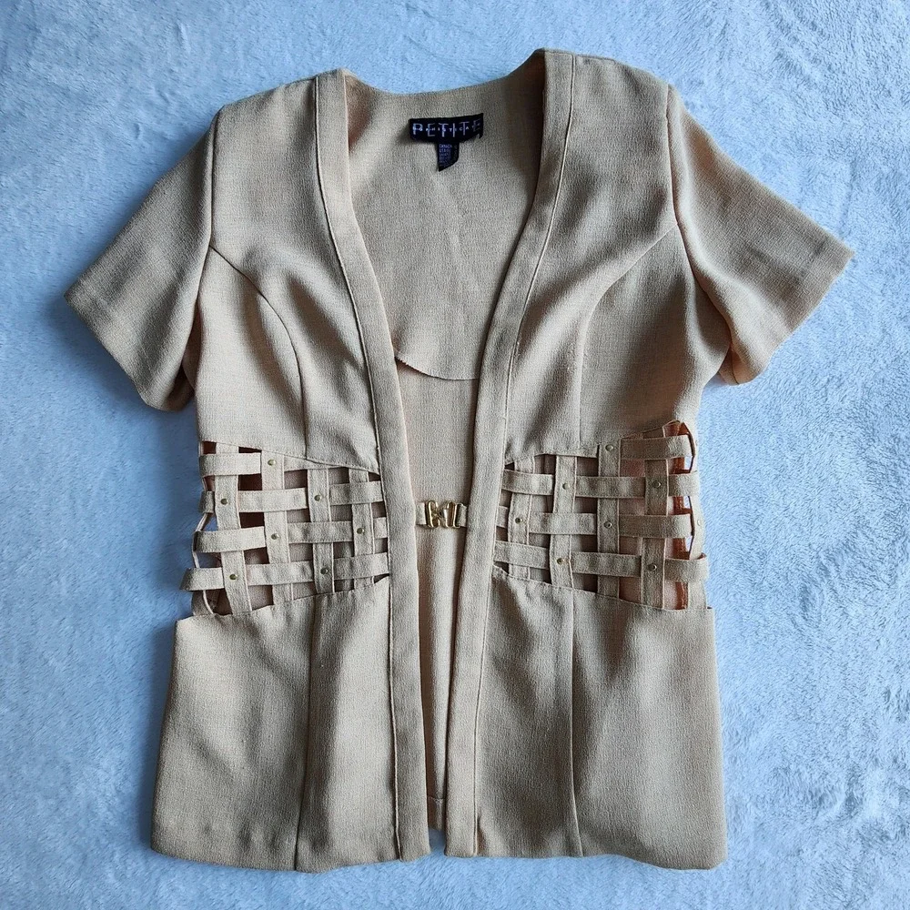 Vintage Suit Set Womens 10 Petite Dress Jacket Tailored Office Wedding Party 90s - Picture 11 of 16